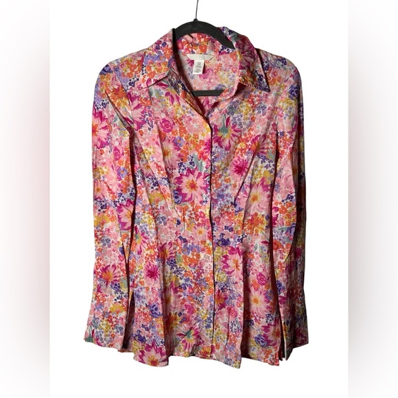 H&M Tops - H&M Floral Button Down Blouse Women’s XS Long Sleeve Collared Shirt